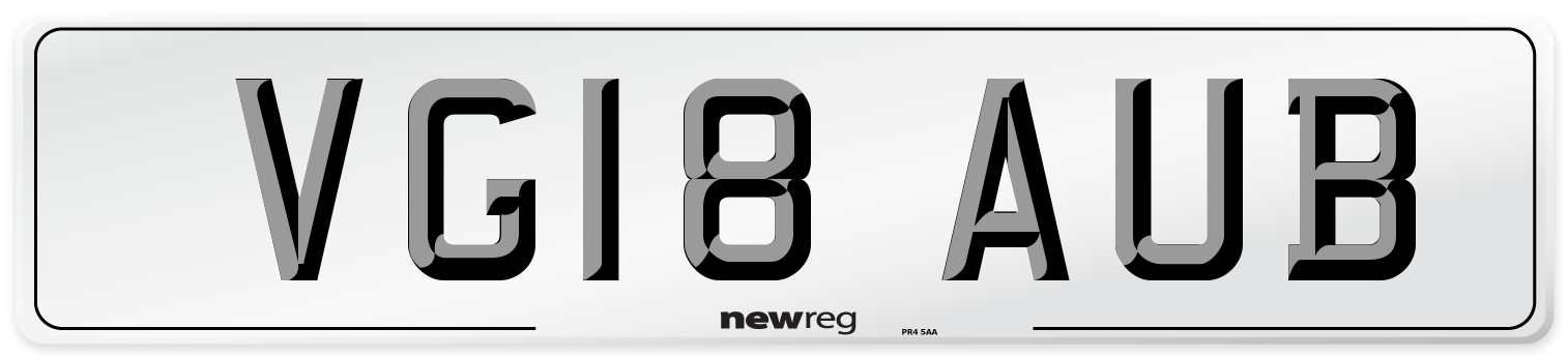 VG18 AUB Number Plate from New Reg